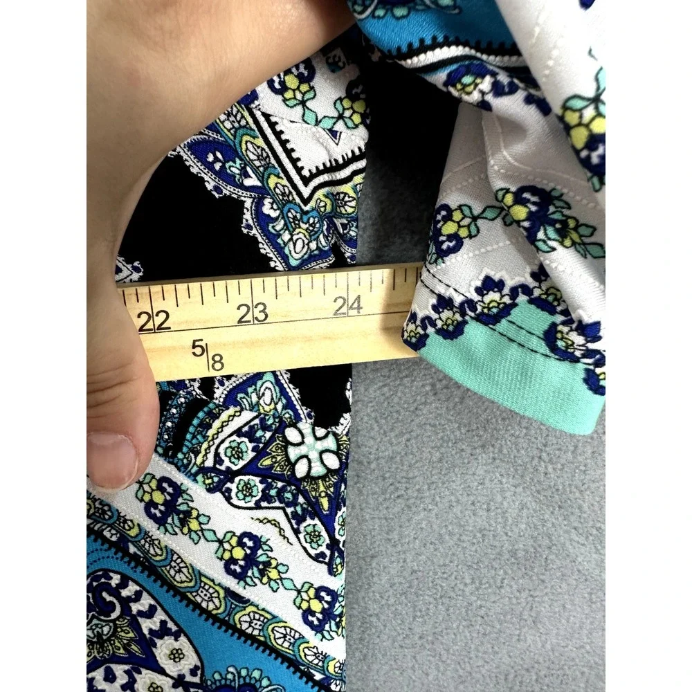 Sandra Dareen‎ Shift Dress Womens 2X Blue Geometric Stretch Art To Wear Boho